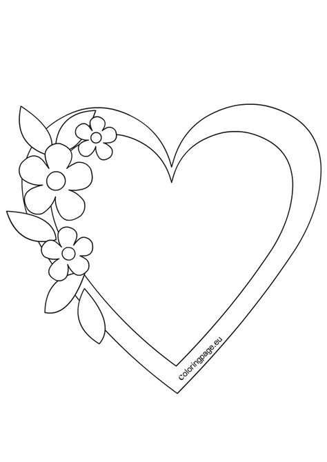 Template Heart, Heart Art Projects, Valentines Day Coloring Page, Valentine Coloring Pages, Valentines Day Coloring, Chain Stitch Embroidery, Heart Template, Embroidery Template, Hand Embroidery Patterns Flowers