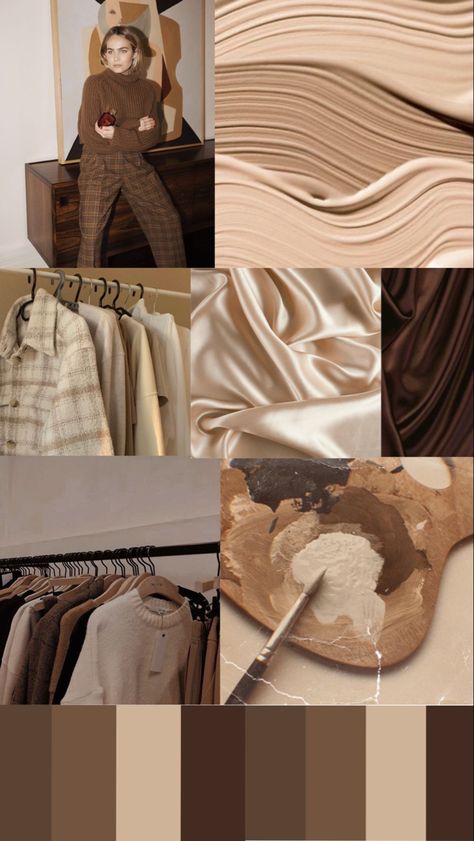 #moodboard #brownmoodboard #colour Business Gcse, Beige Mood Board, Brown Moodboard, Fashion Mood Board, Fashion Collage, Colour Board, Guest Dress, Brown Dress, Brown Beige