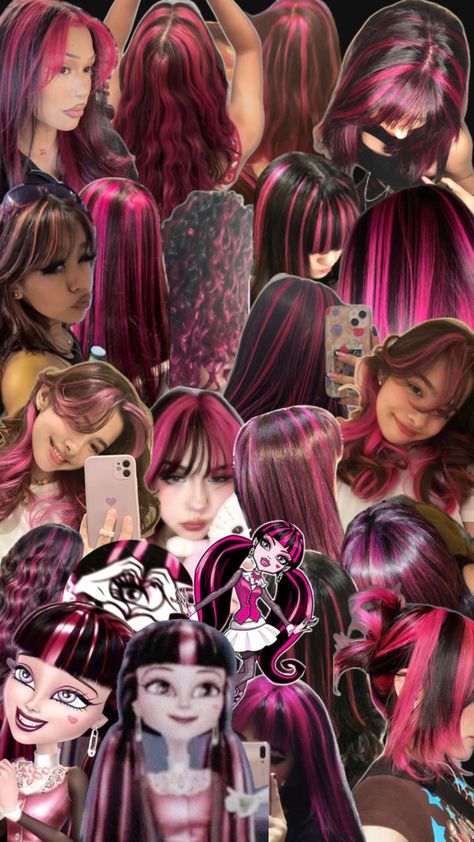 100 Years Of Makeup, Draculaura Hair, Red Hair Trends, Skunk Hair, Hair Inspiration Long, Creative Hair Color, High Hair, Hair Color Streaks, Dyed Hair Inspiration