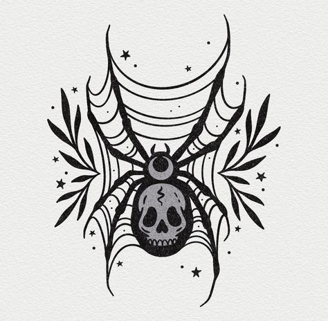 American Traditional Tattoo Ideas, Traditional Tattoo Ideas, Goth Tattoo, Spider Tattoo, Spooky Tattoos, Tattoo Portfolio, Tattoo Style Drawings, Different Tattoos, Knee Tattoo