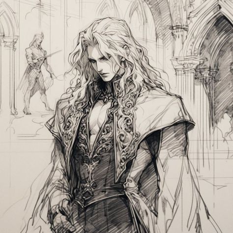 Alucard Castlevania Official Art, Castlevania Game Art, Castlevania Pfps, Alucard Fanart Castlevania, Alucard Drawing, Castlevania Manga, Alucard Castlevania Icon, Castlevania Characters, Vampire Castlevania