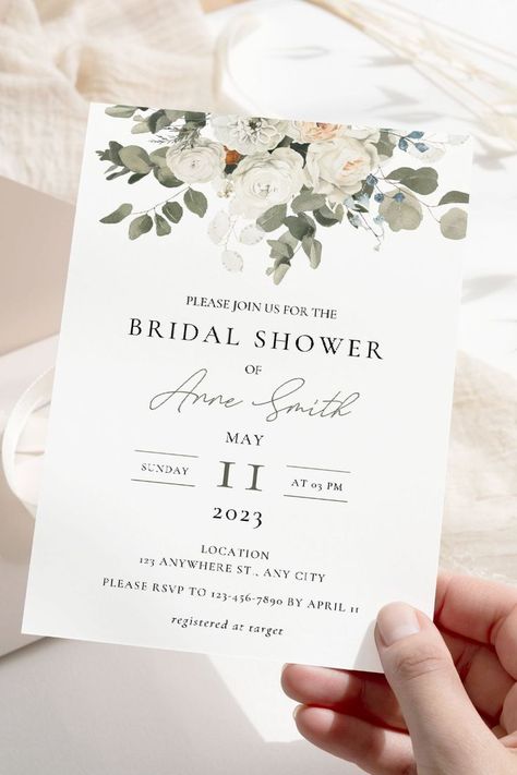 Bridal Brunch Invitations Templates, Canva Bridal Shower Invite, Bridal Invitations Templates, Bridal Shower Invitations Diy Handmade, Unique Bridal Shower Invitations, Simple Bridal Shower Invitations, Bridal Shower Invitation Card Design, Bridal Shower Invite Ideas, Bridal Shower Template