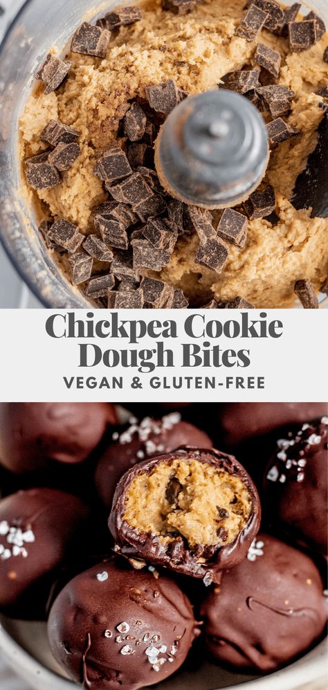 Chickpea Cookie Dough Bites, Chickpea Cookie Dough, Chickpea Cookies, Vegan Snack, Cookie Dough Bites, Chickpea Recipes, Healthy Fall, Vegan Thanksgiving, Healthy Sweets Recipes