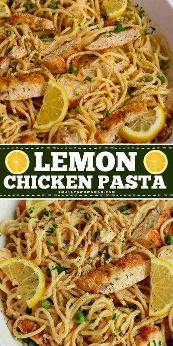 Here's an easy Spring meal to try! This Lemon Chicken Pasta is packed with flavor and is always a hit at the dinner table. It starts with lemon pepper chicken breasts and served with creamy lemon spaghetti. Add this recipe to your Springtime dinner ideas! Lemon Baked Ziti With Chicken, Lemon Spaghetti With Chicken, Pasta Lemon Chicken, Noodles Recipes With Chicken, Lemon Piccata Chicken Pasta, Easy Dinner Recipes For One Healthy, Dinner Ideas Not Pasta, Spaghetti Ideas Dinners, Quick Comfort Meals