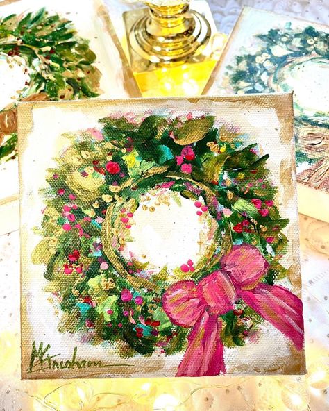 ✨Deck the Halls Wreath✨ As requested, more are coming soon!!! #christmasdecor #wreath #staytuned… | Instagram Acrylic Christmas Paintings, Adult Art Projects, Christmas Canvas Paintings, Painted Christmas Decor, Ali Kay, Diy Christmas Paintings, Christmas Canvas Art, Christmas Paintings On Canvas, Christmas Artwork