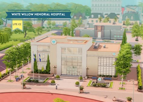 Sims Hospital Build, Hospital Sims 4 Cc, Sims 4 Hospital Build, Sims 4 Hospital, Birthing Suite, Sims Lots, Lotes The Sims 4, Sims 4 Stories, The Sims 4 Lots