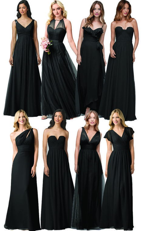 Black Wedding Maid Of Honor, Black Braidsmaid Dress, Winter Wedding Bridesmaid Dresses Black, Black Maid Of Honor Dress Plus Size, Black Maid Of Honor Dresses, Black Moh Dress, Black Dress For Bridesmaid, Black Braids Maid Dresses, Long Black Dress Bridesmaid