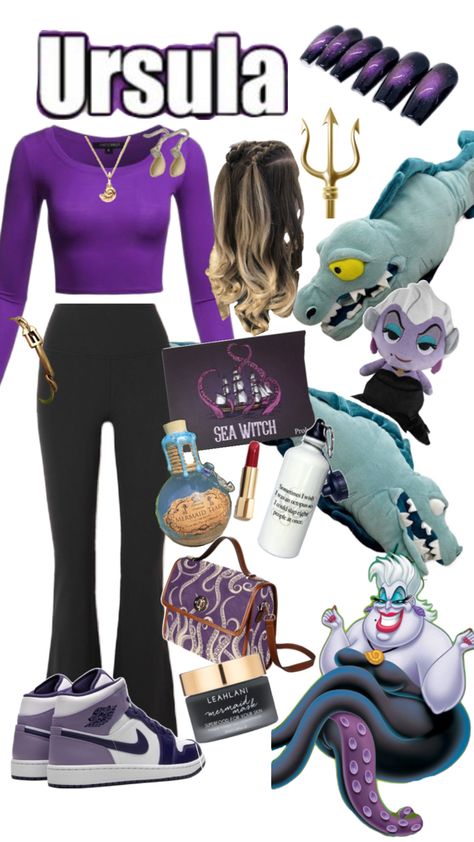 Oogie Boogie Outfit, Disney Villain Disneybound, Disney Bound Ursula, Disney Villain Outfit Ideas, Disney Bound Villains, Disney Bound Outfits Villians, Disney Themed Outfits, Ariel Disney, Disney Bounds