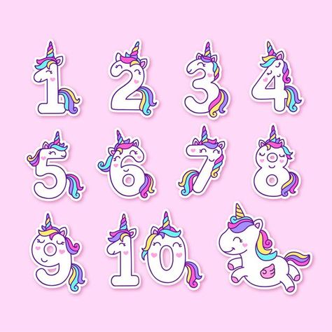 Unicorn Numbers Printable, Diy Cake Topper Birthday, Colorful Unicorn, Idee Cricut, Unicorn Birthday Cake, Unicorn Printables, Unicorn Pictures, Birthday Cake Topper Printable, Unicorn Cake Topper