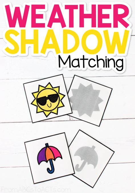 Weather Shadow Matching Cards Weather Activities Preschool Montessori, Weather Table Activities, Preschool Weather Math Activities, Weather Themed Math Activities For Preschool, Shape Clouds Preschool, Weather And Season Activities Preschool, Spring Weather Activities For Toddlers, Weather Sorting Activity, The Weather Preschool Activities