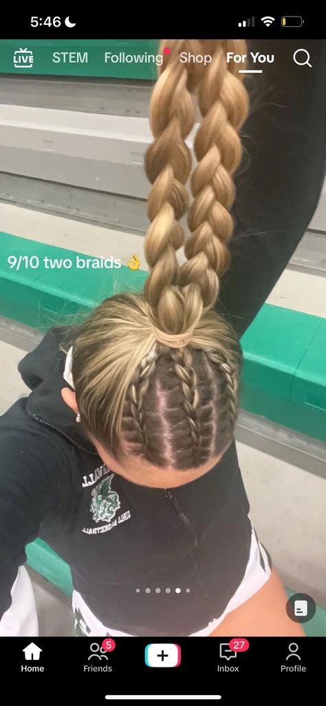 Braided Track Hairstyles, Hairstyle For Practice, Girls Athletic Hairstyles, Bball Girl Hairstyles, Girl Basketball Hairstyles, Lacrosse Game Day Hair, Basketball Game Day Hairstyles, Gameday Braids, Rowing Hairstyles