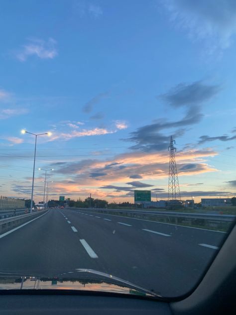 sky, car trip aesthetic Day Asthetic Picture, Long Car Ride Aesthetic, Long Car Rides Aesthetic, Car View Aesthetic, Car Trip Aesthetic, Car Road Trip Aesthetic, Car Ride Aesthetic, Car Dump, Pretty Buildings