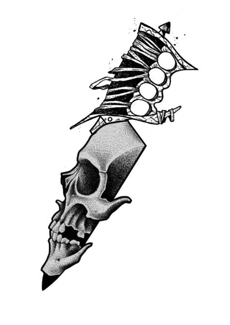 Horror Flash, Caveira Tattoo, Koch Tattoo, Skull Knife, Chest Tattoo Drawings, Tattoo Training, Punk Tattoo, Halloween Art Projects, Pirate Tattoo