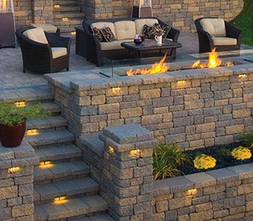 Granite Boulders Outdoor Living Space Design, Sloped Yard, Sloped Backyard, Stone Steps, Hillside Landscaping, Front Yard Design, Sloped Garden, Backyard Fire, Yard Design