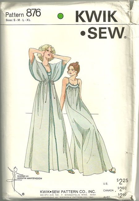 KW 876 (c. 1979) One Piece Skirt, Nightgown Pattern, Kwik Sew Patterns, Patron Vintage, Peignoir Sets, Kwik Sew, Vintage Nightgown, Kleidung Diy, Couture Mode