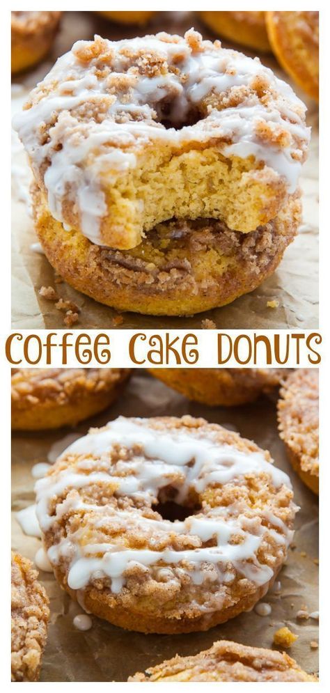 Coffee Cake Donuts with Vanilla Glaze #donuts #coffeecakedonuts #coffeecake #bakeddonuts Nature Cake, Craving Coffee, Cake Donuts Recipe, Homemade Donuts Recipe, Baked Donut Recipes, Vanilla Glaze, Homemade Donuts, Doughnut Recipe, Baked Donuts