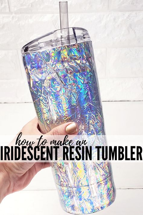 Make the coolest iridescent resin tumbler in just a few minutes, plus drying time. The iridescent finish sparkles, but it's super smooth! #resincraftsbyeti #resincraftsblog #doodlecraft Diy Projects For Adults, Iridescent Resin, Awesome Crafts, Resin Tumblers, Barn Wood Crafts, Whimsical Wall Art, Diy Resin Projects, Diy Projects For Beginners, Resin Ideas