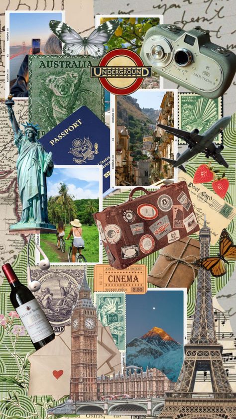 #travelcollage #aesthtic #moodboard #collage #travel #travel #manifestationboard Travel Aesthetic Scrapbook, Travel Moodboard Collage, Collage Of Memories, Collage Themes Ideas, Travel Aesthetic Moodboard, Travel Collage Ideas, Collage Life Aesthetic, Travel Collage Aesthetic, Travelling Collage