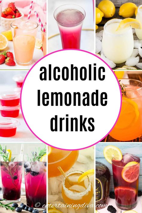 10 Easy Alcoholic Lemonade Drinks That Are Perfect for Summer Cookout Drinks Alcohol, Lemonade Drinks With Alcohol, Drinks With Lemonade, Lemonade Alcohol Drinks, Easy Summer Alcoholic Drinks, Lemonade Recipe For Party, Summer Party Cocktails, Alcoholic Lemonade, Alcoholic Lemonade Drinks