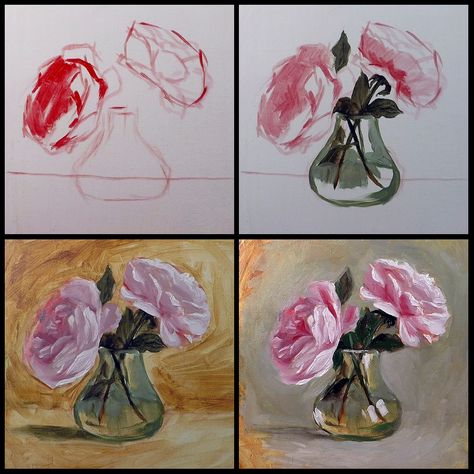 Step by step oil painting tutorial. Click for the full HD tutorial clip. Oil Painting Roses Tutorial, Rose Painting Tutorial Step By Step, Flower Oil Painting Tutorial, Rose Oil Painting Tutorial, Oil Painting Techniques Step By Step, Acrylic Canvas Painting Tutorials, Oil Paint Step By Step, Rose Painting Step By Step, Oil Painting For Beginners Step By Step