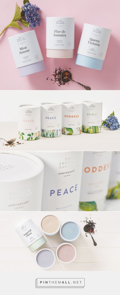 Elegant Tea Brand The Seventh Duchess Gets a Subtle Makeover — The Dieline | Packaging & Branding Design & Innovation News... - a grouped images picture - Pin Them All Innovative Food Packaging Design, Outer Packaging Design, Elegant Tea Packaging, Minimal Packaging Ideas, Minimal Tea Packaging, Moisturizer Packaging Design, Circle Packaging Design, Souvenir Packaging Ideas, Minimal Package Design