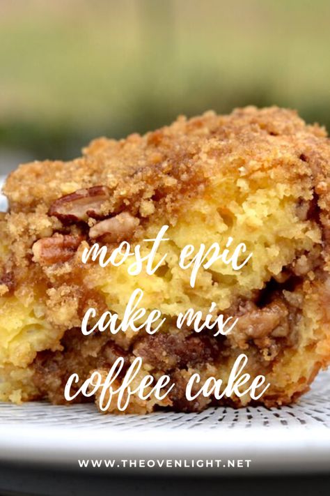 Dump Coffee Cake Recipes, White Cake Mix Coffee Cake, Coffee Cake Casserole, Coffee Cake Dump Cake, Box Cake Mix Recipes Breakfast, Coffee Cake Using Yellow Cake, Coffee Cake Cake Mix Recipes, Box Cake Mix Coffee Cake, Cake Mix Apple Coffee Cake