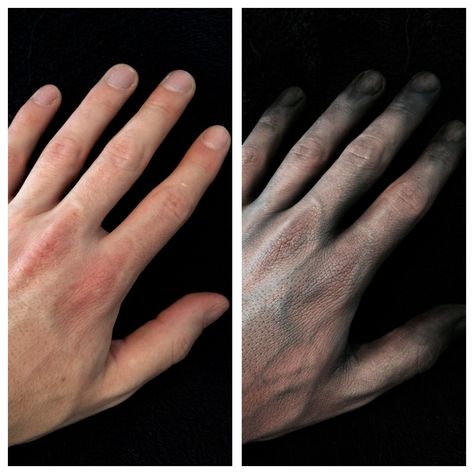 Halloween dead hand make-up before and after. Made by Michel Habers Zombie Hand Makeup, Black Zombie Makeup, Dead Halloween Makeup, Wound Makeup, Zombie Halloween Makeup, Zombie Hands, The Hedgehog Sonic, Paint Pictures, Dead Hand