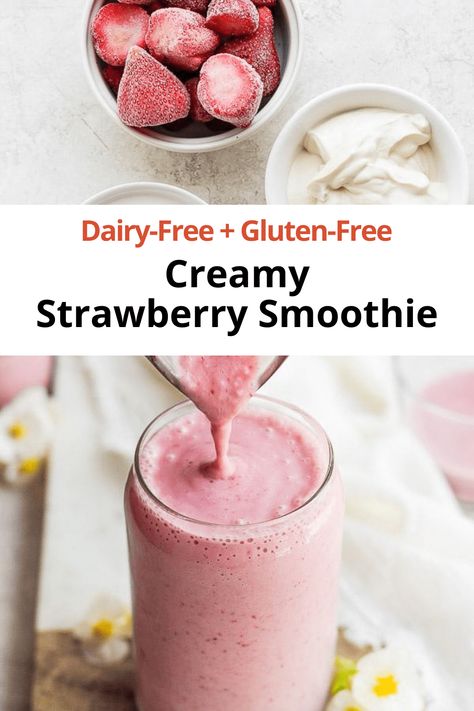 Lactose Free Smoothies, Dairy Free Smoothies Healthy, Gluten Free Smoothie Recipes, Non Dairy Smoothie, Delicious Strawberry Smoothie, Gluten Free Smoothie, Free Smoothie Recipes, Smoothie Recipes For Kids, Dairy Free Smoothies