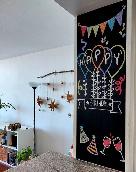 Birthday Chalkboard Ideas, Birthday Chalk Art, Happy Birthday Chalkboard Art, Happy Birthday Chalkboard, Birthday Chalkboard Art, Calendar Chalkboard, Chalk Wall Art, Chalkboard Writing, Blackboard Art