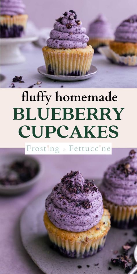 Gluten Free Blueberry Cupcakes, Blueberry Vanilla Cupcakes, Blueberry Cupcakes From Box Cake, Blueberry Chocolate Cupcakes, Blue Cupcake Recipes, Cupcake Recipes Blueberry, Blueberry Cupcakes Easy, Blueberry Filled Cupcakes, Blueberry Cupcakes Decoration