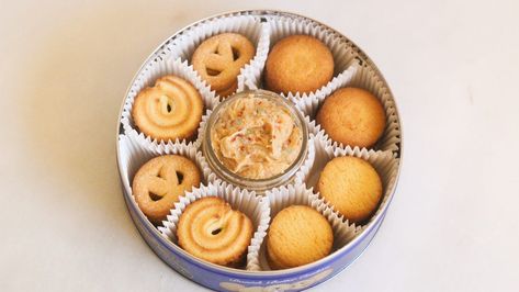 A royal blue tin of Danish butter cookies is always a welcome sight. These crispy buttery friends are a simple holiday pleasure that need no adornment (or icing) and, once emptied, the tin makes an excellent storage container for embroidery supplies. My only criticism? You cannot spread the cookies on another… Danish Cookies, Flavored Butters, Cinnamon Waffles, Danish Butter Cookies, Cinnamon Roll Dough, Christmas Morning Breakfast, Cookie Butter, Shortbread Recipes, Waffles Maker