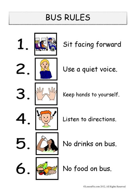 School Bus Behavior Chart, Bus Safety Kindergarten, Bus Behavior Management, School Bus Decoration Ideas, Bus Rules, Bus Humor, School Bus Driving, Safety Rules For Kids, School Bus Safety