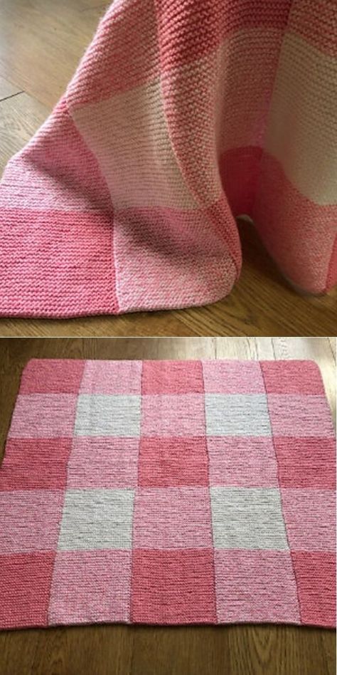 Gingham Blanket Knitting Pattern, Knit Gingham Blanket Pattern, Gingham Knit Blanket, Double Knit Blanket Pattern, Knitting Patterns Free Blanket Patchwork, Patchwork Knit Blanket, Knitting Patchwork Blanket, Knitted Stroller Blanket Free Pattern, Knitted Patchwork Blanket Pattern Free