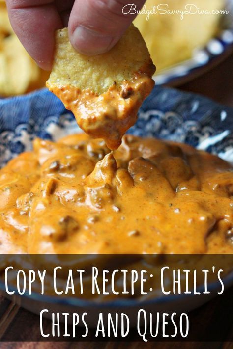 Chips And Queso, Recipes Dips, Copy Cat Recipe, Rangoon Recipe, Restaurant Copycat, Crab Rangoon, Taco Dip, Copykat Recipes, Restaurant Dishes