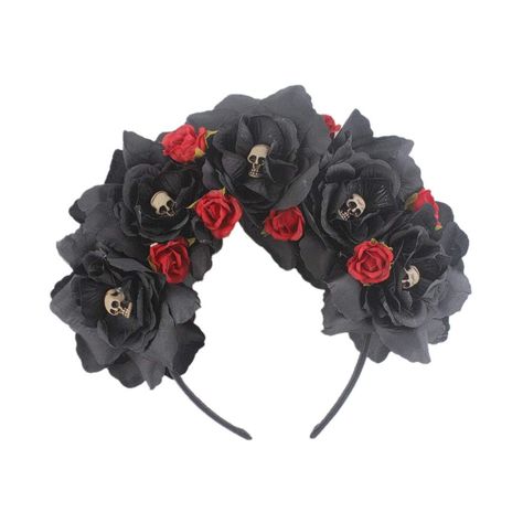 Day of the Dead Flower Crown Headband Rose Mexican Floral Headpiece Festival Headband, Women Day, Floral Headpiece, Red Flower, Day Of The Dead, Black Rose, The Dead, Flower Crown, 1 Piece