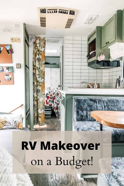 Class C Motorhome Renovation Reveal - Linen and Logs Motorhome Makeover, Rv Couch, Class C Campers, Travel Trailer Renovation, Motorhome Renovation, Small Travel Trailer Remodel, Small Travel Trailer, Rv Cabinets, Motorhome Remodel