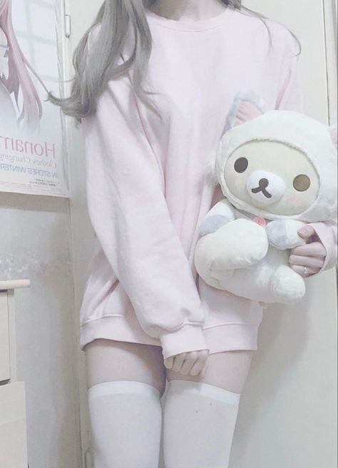 Baby Pink Aesthetic, Pastel Outfit, A Teddy Bear, Kawaii Fashion Outfits, 영감을 주는 캐릭터, 여자 패션, Kawaii Clothes, Really Cute Outfits, Kawaii Girl