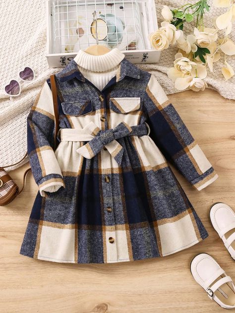 Nikah Wishes, Kids Fall Clothes, Kids Winter Clothes, Fashion Anak, Girls Winter Dresses, Kids Winter Outfits, Kids Winter Fashion, Winter Baby Clothes, Belted Shirt Dress