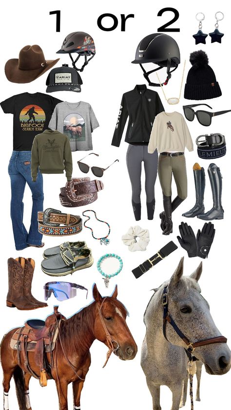 do you guys do western or english riding? ✨ #english #western #equestrian #westernaesthetic #englishriding #westernoutfits #englishoutfits #horses #horsegirl Horse Rider Outfit Women, Western Horse Riding Outfit, Western Riding Outfits Women, Riding Outfits English, Horse Back Riding Outfits Women, English Riding Outfit Equestrian, Western Riding Outfits, Western Riding Outfit, Riding Outfit Western