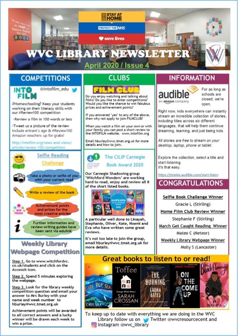 Library Newsletter Template, Library Newsletter Ideas, Primary School Library Ideas, School Library Posters, Library Competition, Library Newsletter, Librarian Ideas, Library Assistant, Professional Development Books