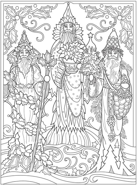 Three Winter Warlock's  From  Creative Haven Creative Christmas Coloring Book Winter Warlock, Dover Coloring Pages, Christmas Colouring Pages, Marjorie Sarnat, Roi Mage, Dover Publications, Christmas Coloring Books, Adult Colouring Pages, Printable Adult Coloring Pages