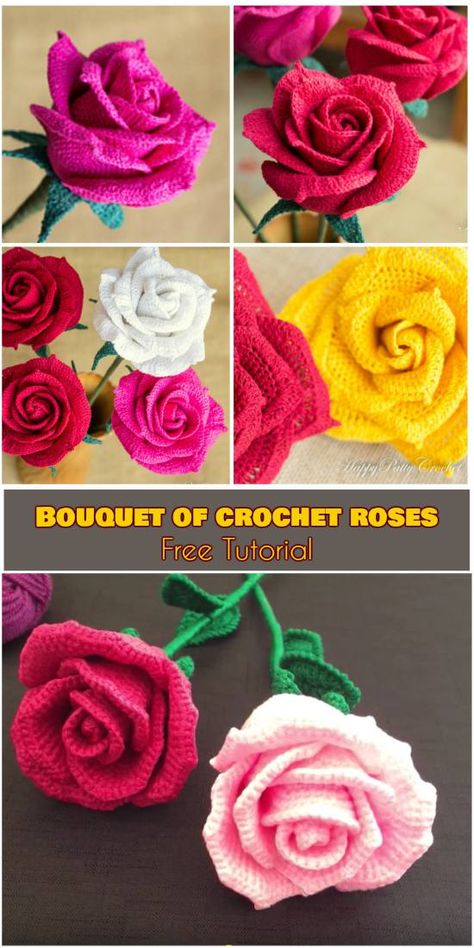 Roses Au Crochet, Crochet Flowers Bouquet, Bouquet Crochet, Crochet Roses, Crochet Rose Pattern, Crochet Squares Afghan, Crochet Flowers Easy, Crochet Flowers Free Pattern, Flowers Crochet