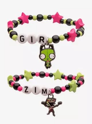 Invader Zim GIR & Zim Best Friend Bracelet Set, Invader Zim Bracelet, Scene Bracelet, Scene Bracelets, Scene Clothes, Invader Zim Gir, Zim Gir, Core Fashion, Best Friend Bracelet, Friend Bracelet