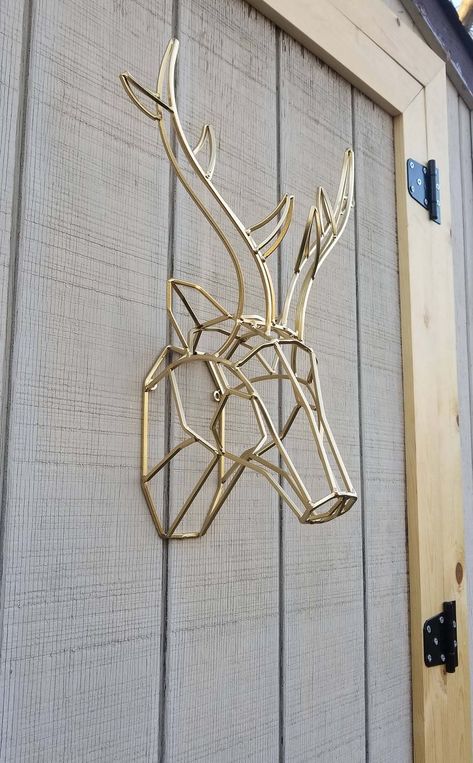 Geometric Metal Deer Head Wall Art Art Fer, Galvanized Metal Wall, Deer Head Wall Decor, Head Wall Decor, Metal Wall Planters, Metal Windmill, Hanging Wall Planters, Extra Bedroom, Geometric Wall Decor