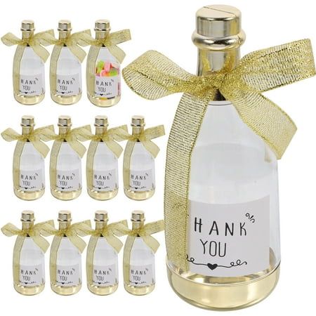 Description These bottles are suitable for holding candy and small gifts, provide you a perfect way to give party favors. Its exquisite look can easily attract your attention and win your love, and they can match well with most party decors. It is simple and practical in use, give you a pleasant using experience. Features -Color: Golden -Material: , ribbon -Size: 11.50X4.50X4.50cm/4.52X1.77X1.77in - These bottles are decorated with ribbon and decals, looking so elegant and charming. - Suitable for various occasions, such as wedding, birthday parties, etc. Can be applied at home, dessert shop, restaurant, etc. - These small bottles can be used as packaging boxes for handmade party favors, allow you to proudly give them to your guests. - Perfect accessories for wedding, birthday party, baby Grand Opening Party Favors, Adult Party Favors, Wedding Anniversary Favors, 50th Birthday Party Favors, Treat Containers, Handmade Party Favors, 72 Birthday, Bulk Gifts, Grand Opening Party