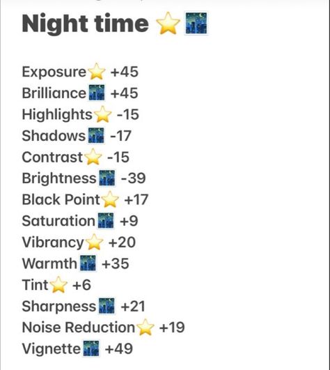 Phone Photo Editing Night, Night Out Filter Iphone, Iphone Edit Night Photos, Night Photo Editing Iphone, Night Photo Filter, Star Photography Settings Iphone, Night Vision Filter, Night Filter Camera Roll, Iphone Filters Photo Editing Night