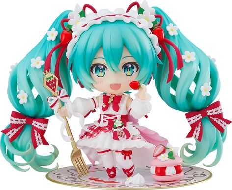 Nendoroid Hatsune Miku: 15th Anniversary Ver. Hatsune Miku Figure Strawberry, Strawberry X Miku, Strawberry Miku Nendoroid, Strawberry Miku Icon, Miku Nendoroid Icon, 15th Anniversary Miku, Miku Hatsune Figures, Hatsune Miku Strawberry, Hatsune Miku Figurines