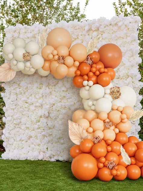 111pcs/Set Orange Sand White Balloon Garland Arch Kit, Autumn Thanksgiving Theme Birthday Wedding Party Wall Background Decoration Supplies, Halloween Party Decorative Balloon Chain Set & Balloon Accessory Orange    Latex     Event & Party Supplies, size features are:Bust: ,Length: ,Sleeve Length: Orange Balloon Decorations, Orange Birthday Theme, Orange Theme Birthday Party, Orange Balloon Garland, White Balloon Garland, Thanksgiving Party Decorations, Fall Party Themes, Orange Balloons, Balloon Chain