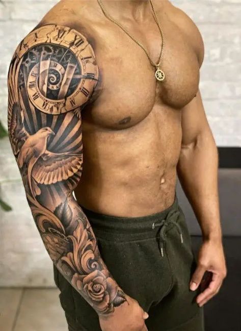 Best arm tattoo designs for men 2024 16 ideas Big Arm Tattoo Men, Men’s Tatoos Ideas Arm, Western Tattoos For Men Sleeve, Shoulder And Arm Tattoo For Men, Arm Sleeve Tattoo For Men Unique, Best Shoulder Tattoos Men Ideas, Half Sleeve Tattoos For Guys Forearm, Men’s Full Sleeve Tattoo, Forearm Tattoo Men Sleeve Unique