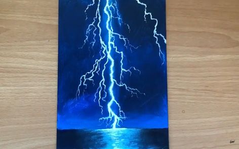 How To Paint Lightning: 10 Amazing and Easy Tutorials! Acrylic Painting Ideas Lightning, How To Paint Lightning Acrylic, Easy Lightning Painting, Lightning Painting Tutorial, Lightning Painting Ideas, How To Paint Lightning, Lightning Painting Acrylic, Painting Ideas Lightning, Paint Lightning